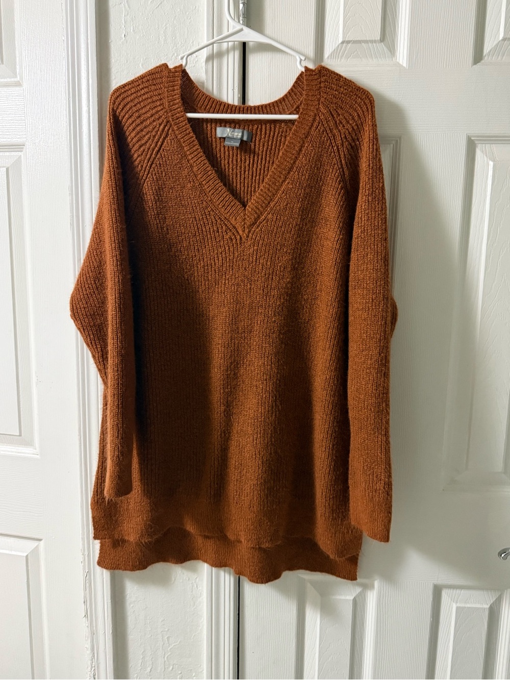 Natural Reflections V-Neck Sweater in Rust